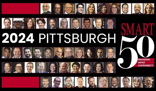 multiple headshots on a black background with a title 2024 Pittsburgh Smart 50